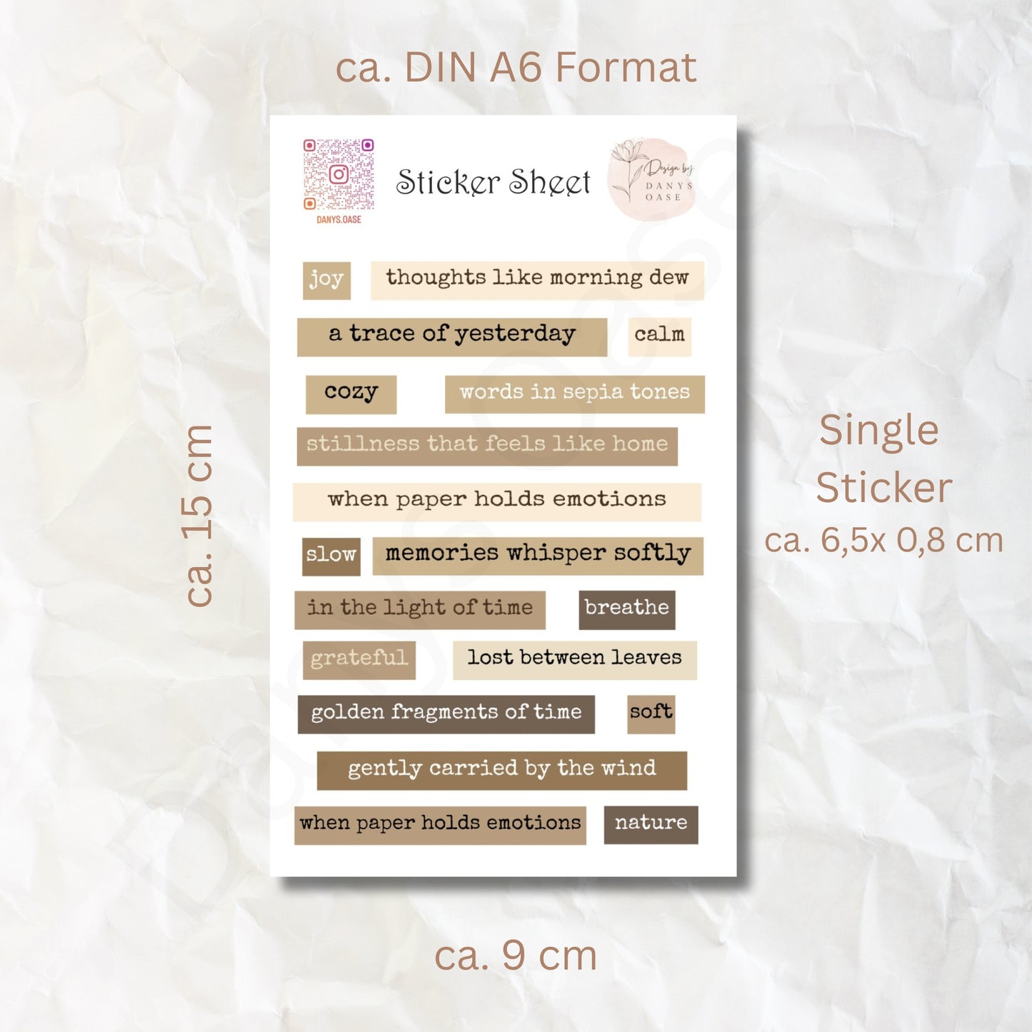 Sticker „Vintage Quotes“ – 19 poetische Wort-Sticker in Sepiatönen