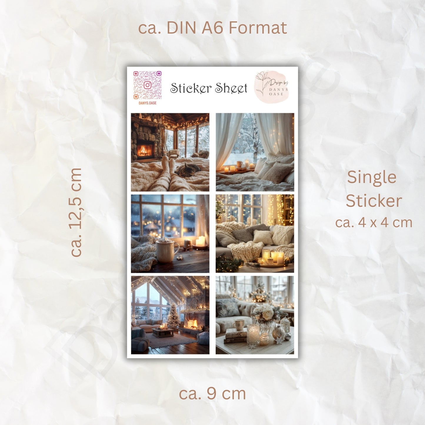 Winter Sticker Set – 6 Foto-Motive im Cozy Look