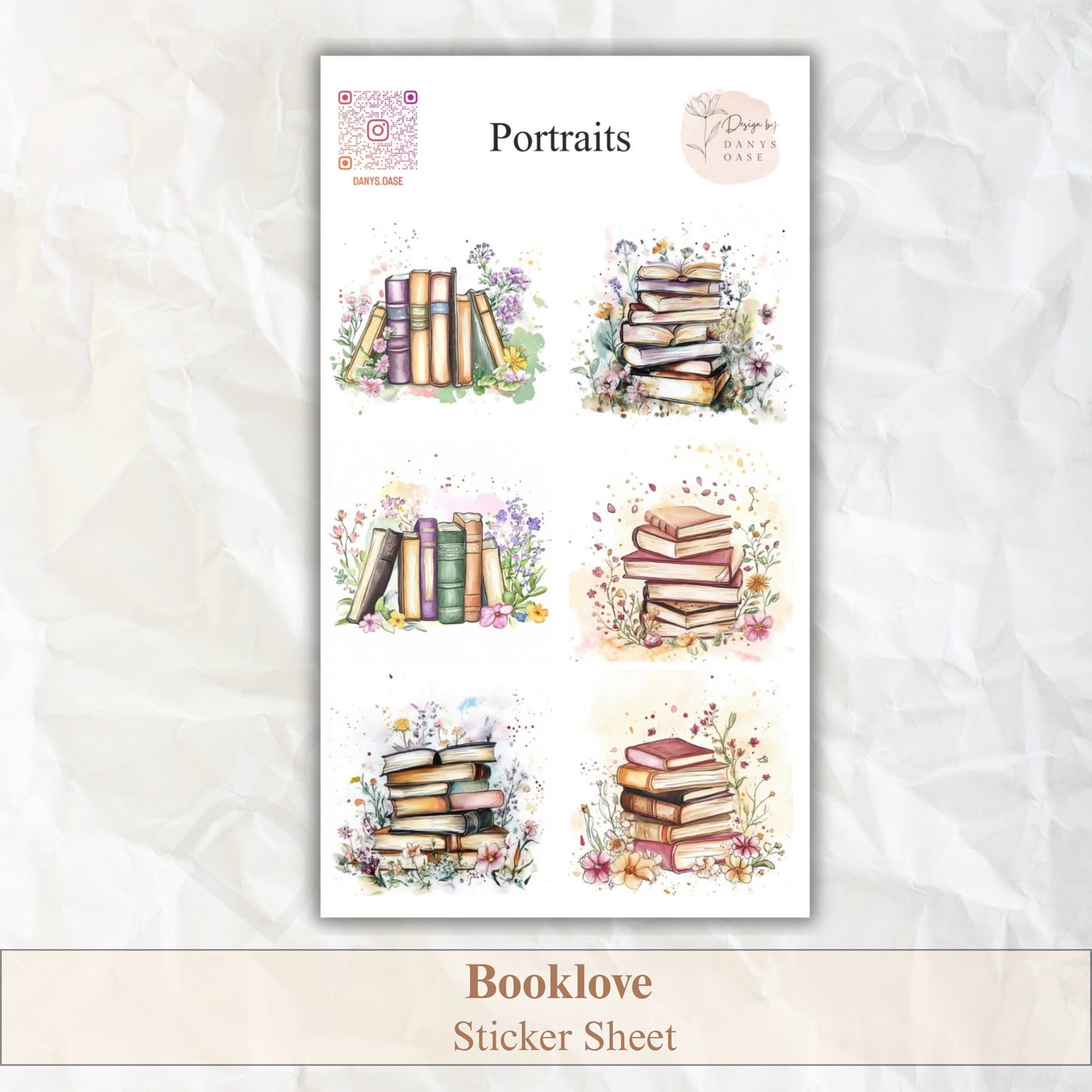 Sticker „Buchliebe“ – 6 Aquarell-Motive