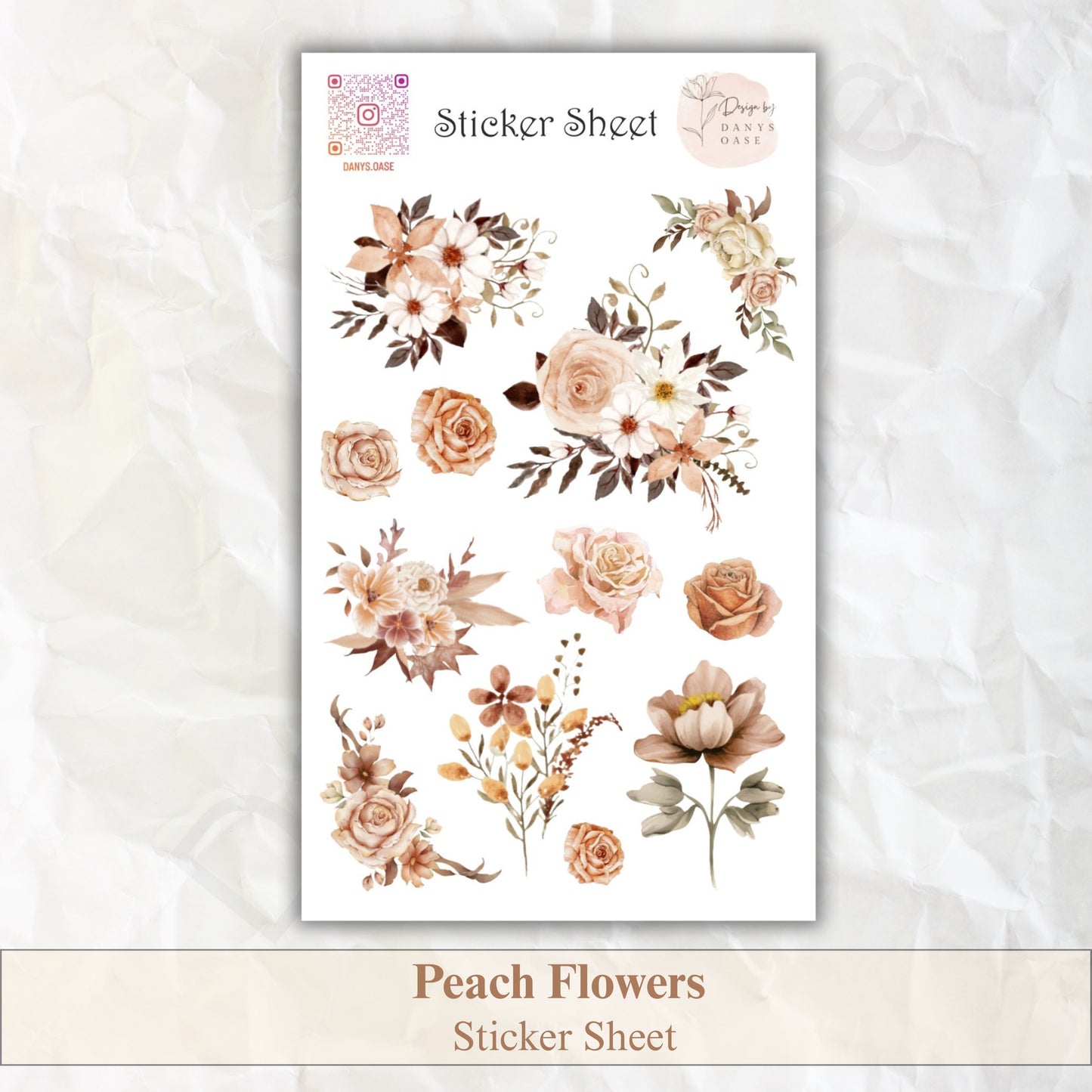 Floraler Stickerbogen – 12 Motive