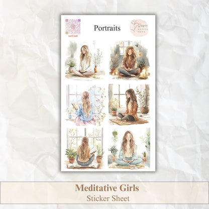 Achtsamkeit Sticker Set – 6 Aquarell-Motive