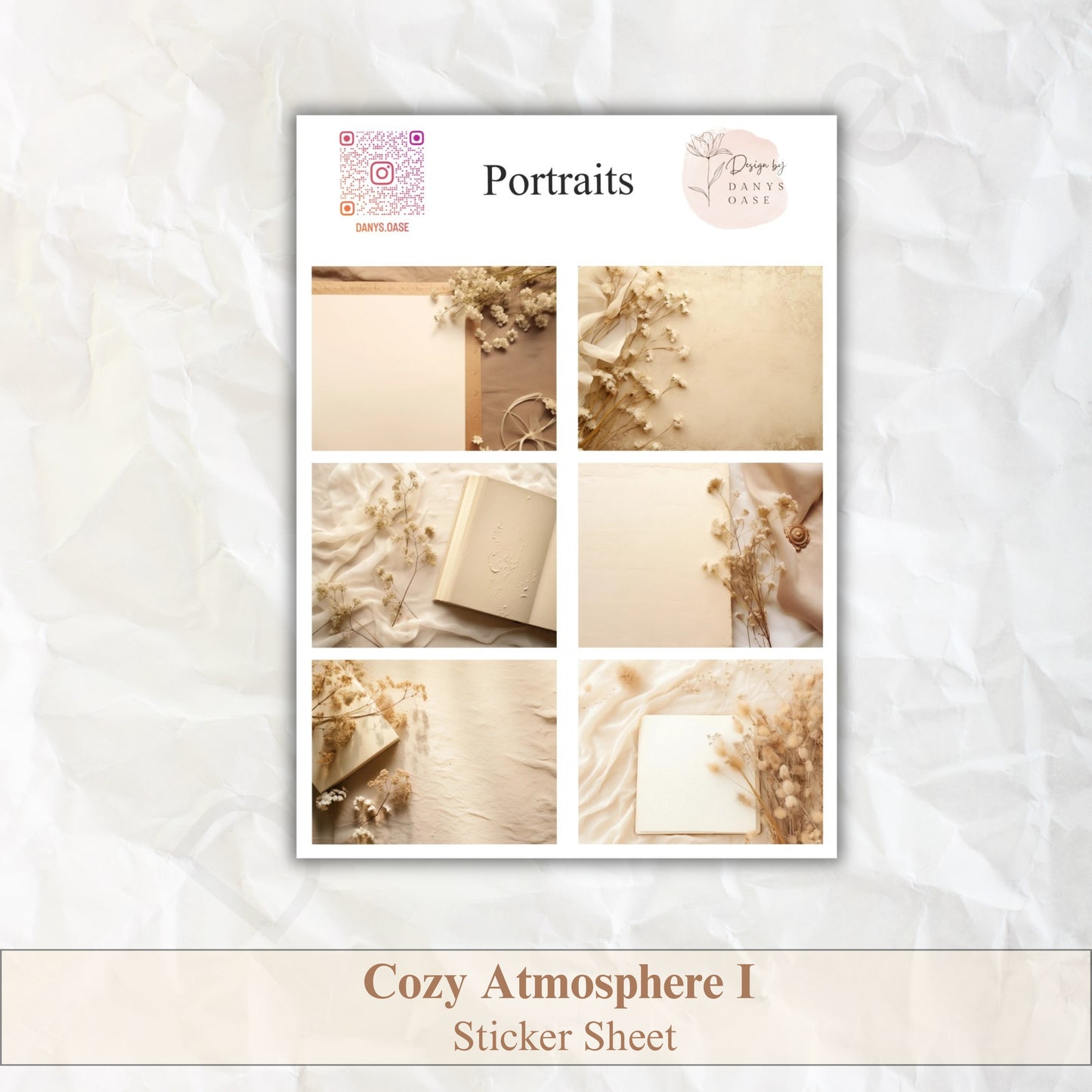 Vintage Portrait Sticker – 6 ästhetische Motive