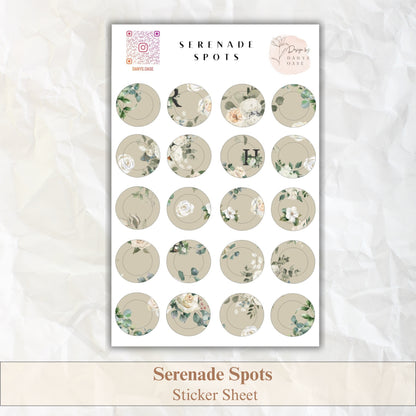 Sticker Set „Serenade Spots“ – 20 florale Vintage-Kreise