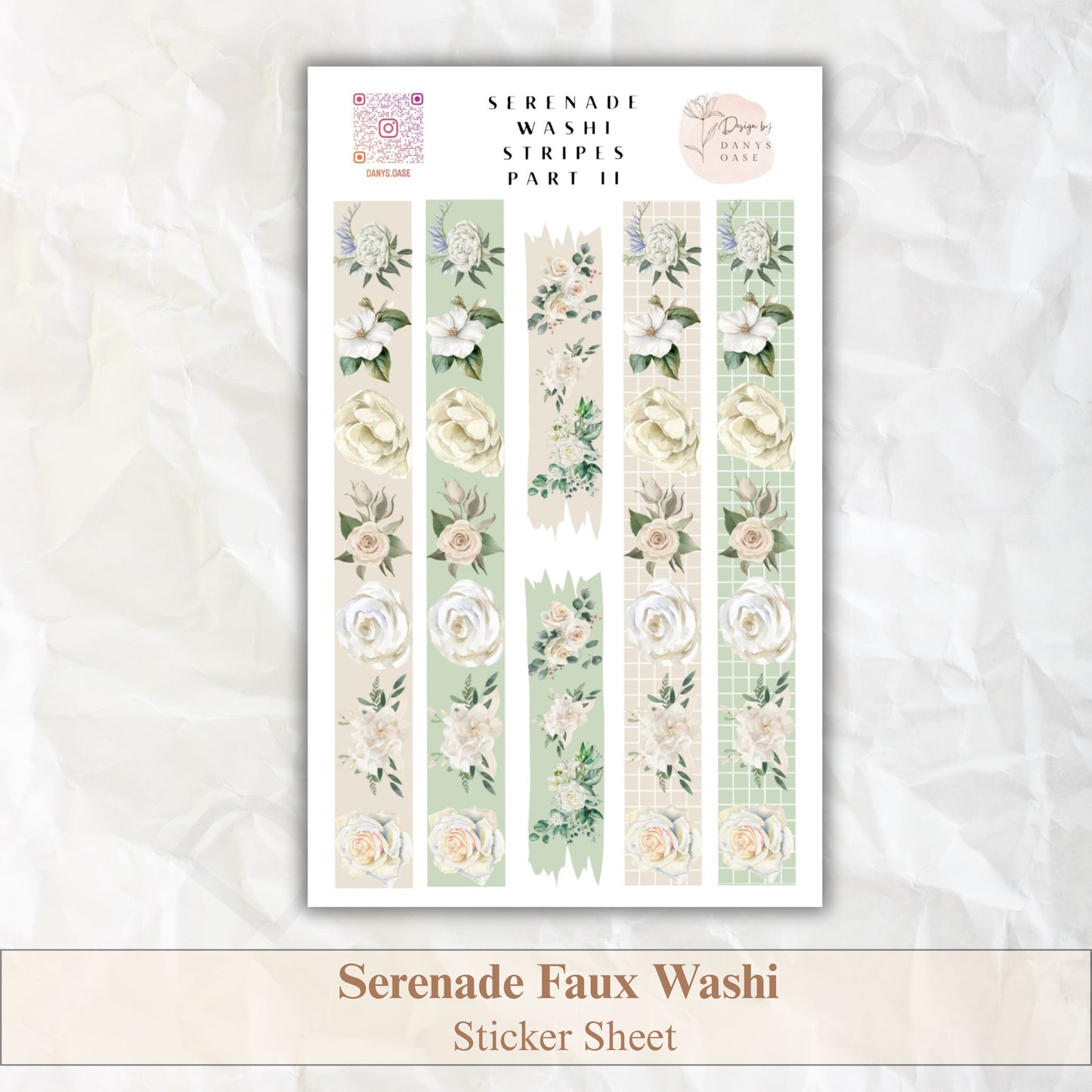 Faux Washi Stripes – 6 florale Vintage-Sticker