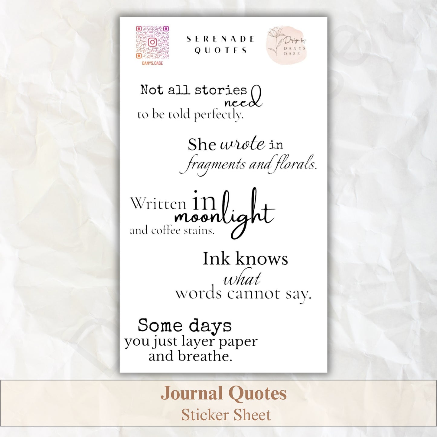 Sticker „Serenade Quotes“ – 13 poetische Zitate