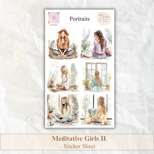 Achtsamkeit Sticker Set – 6 ruhige Motive im Aquarellstil