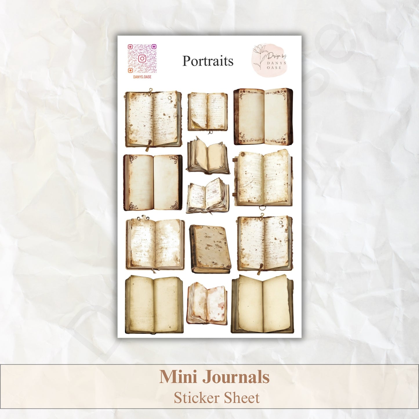 Vintage Books Sticker Set 10 Motifs Scrapbooking Journal Collage Decoration Ephemera