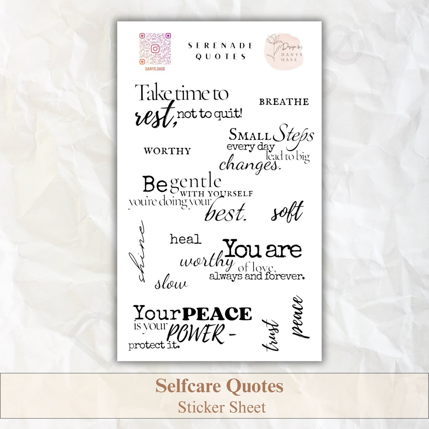 Sticker „Selfcare Quotes“ – 13 achtsame Zitate & Wörter