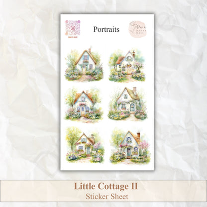 Cottage Portraits II – 6 Aquarell-Sticker mit Landhausmotiven