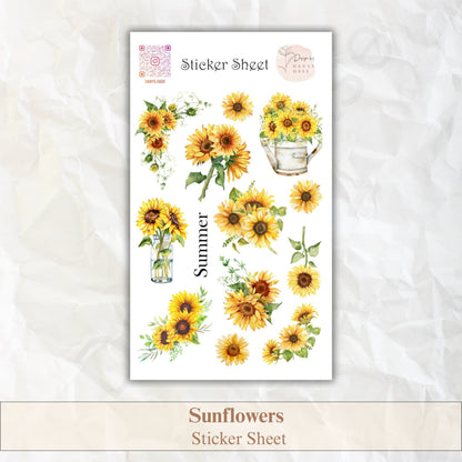 Sonnenblumen Sticker Set – 12 Aquarell-Motive