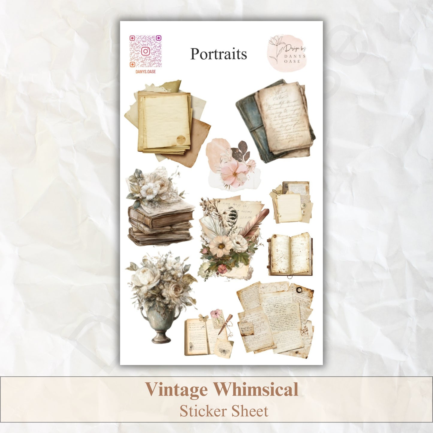 Sticker sheet “Vintage Cluster” – 10 nostalgic motifs (15 × 8.5 cm) – Stickers for journals, collages &amp; scrapbooking