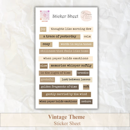 Sticker „Vintage Quotes“ – 19 poetische Wort-Sticker in Sepiatönen