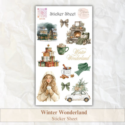 Winter Sticker Set – 11 watercolor motifs with houses &amp; cocoa for journaling &amp; DIY