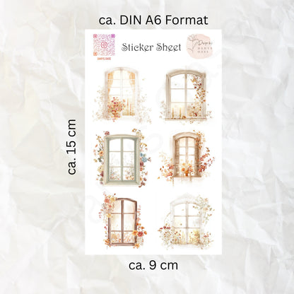 Fenster Sticker Set – 6 Aquarellmotive