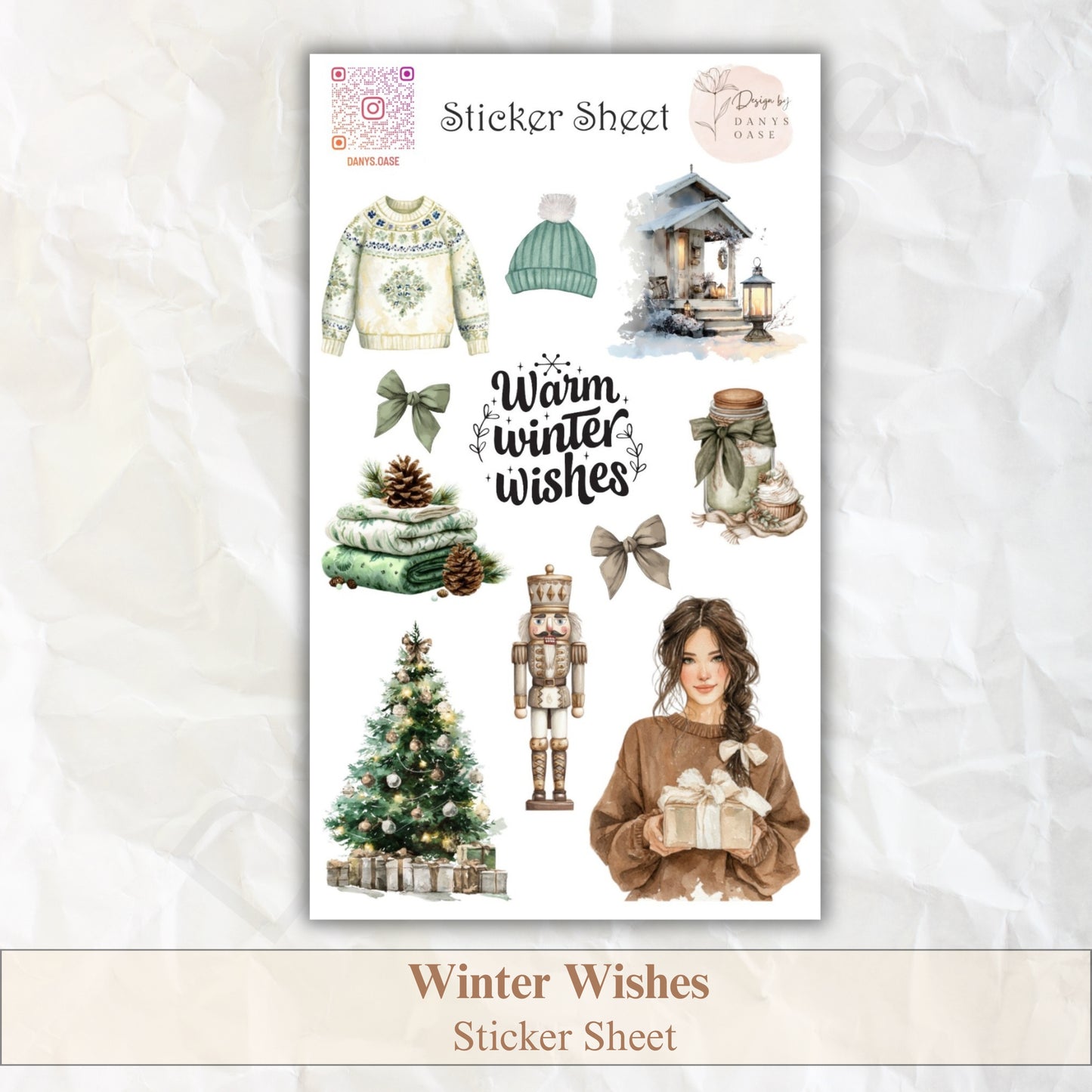 Winter Sticker Set – 11 cozy Aquarellmotive