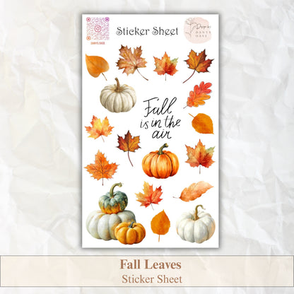 Herbst Sticker Set – 18 Aquarellmotive mit Kürbis & Blatt