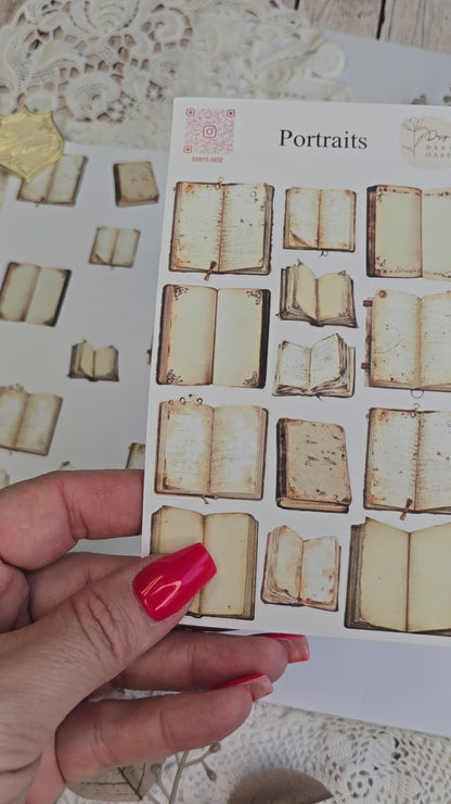 Vintage Books Sticker Set 10 Motifs Scrapbooking Journal Collage Decoration Ephemera