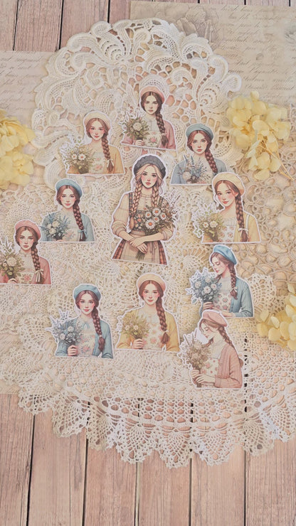 Boho Mädchen Sticker Set – 11 Motive