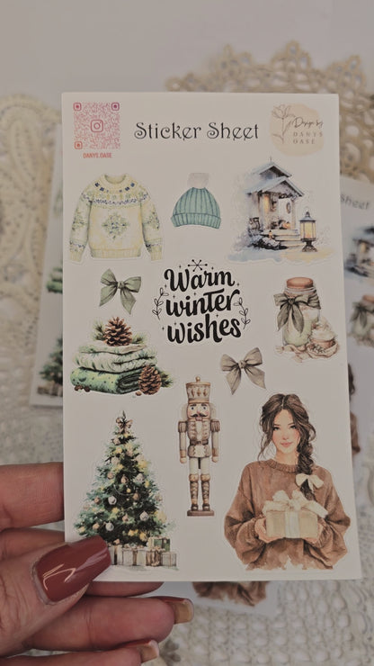 Winter Sticker Set – 11 cozy Aquarellmotive