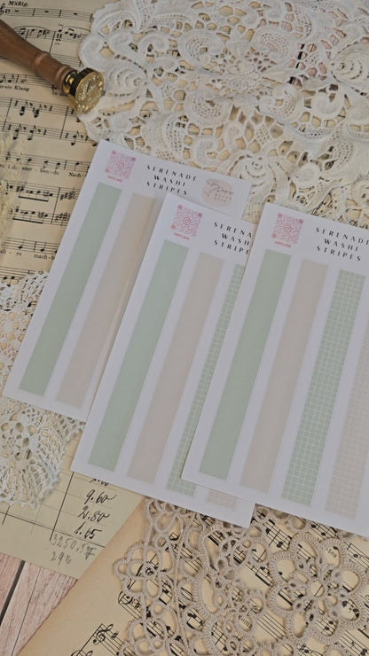 Stickers I 4 Faux Washi Stripes I Vintage I Grid I Collage I Journal I Scrapbooking