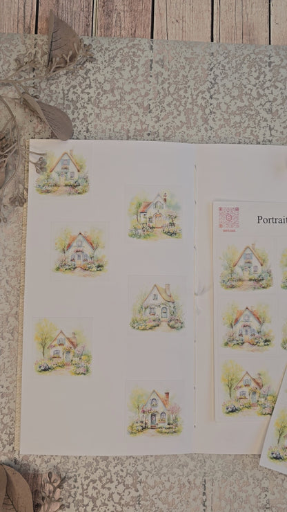 Cottage Portraits II – 6 Aquarell-Sticker mit Landhausmotiven