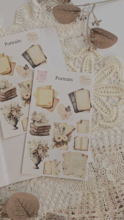 Sticker sheet “Vintage Cluster” – 10 nostalgic motifs (15 × 8.5 cm) – Stickers for journals, collages &amp; scrapbooking