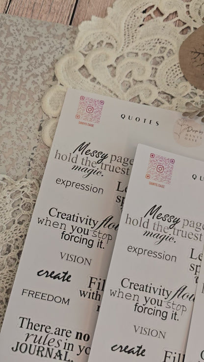 Sticker „Journal Quotes“ – 13 typografische Schwarz-Weiß-Zitate