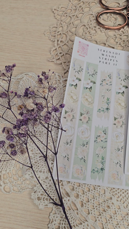 Faux Washi Stripes – 6 florale Vintage-Sticker