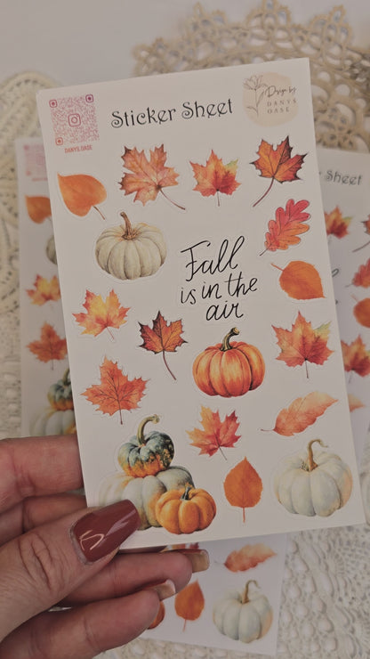 Herbst Sticker Set – 18 Aquarellmotive mit Kürbis & Blatt