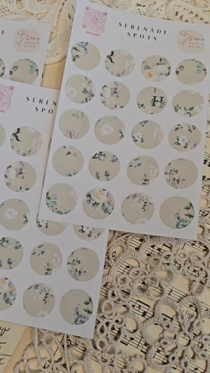 Sticker Set „Serenade Spots“ – 20 florale Vintage-Kreise