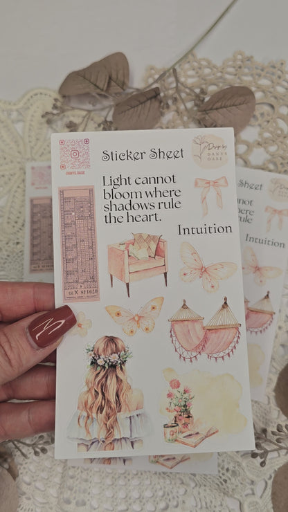 Boho Sticker Set – 11 pastel motifs with girls &amp; sayings for journaling &amp; DIY