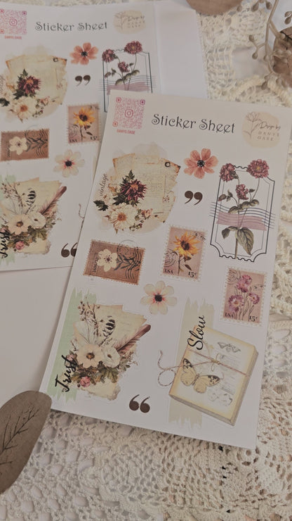 Vintage Sticker Set – 11 zarte Motive