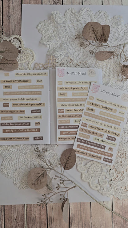 Sticker „Vintage Quotes“ – 19 poetische Wort-Sticker in Sepiatönen