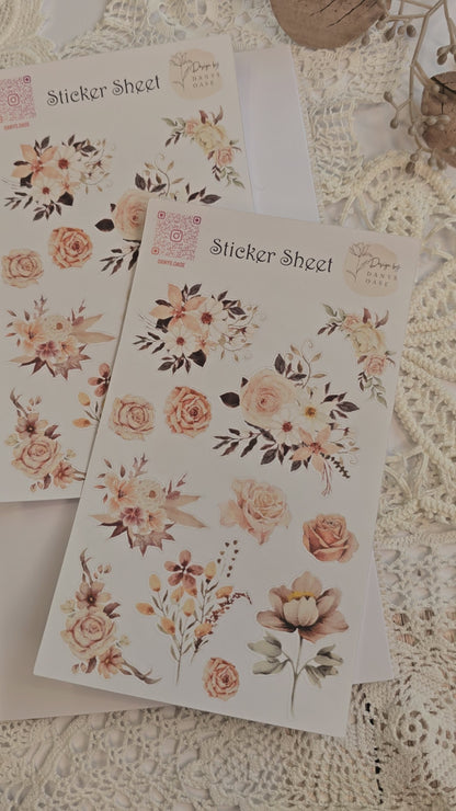 Floraler Stickerbogen – 12 Motive