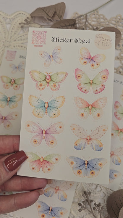 Butterfly Sticker Set – 10 colorful motifs for journaling, scrapbooking &amp; DIY